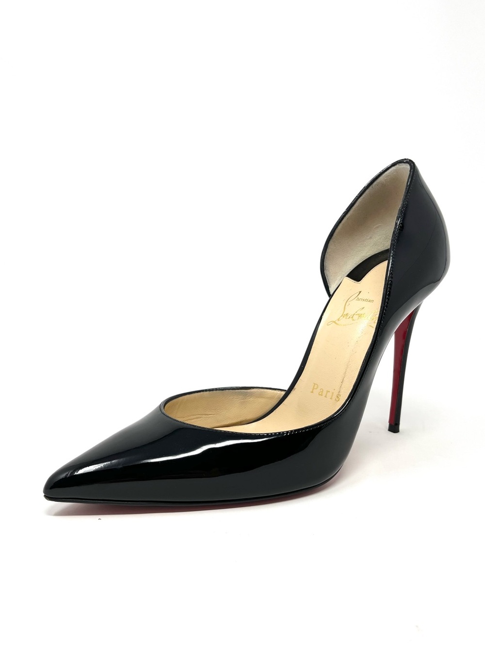 Christian Louboutin Iriza 100 Black Patent Leather High Heels Pumps Shoes 38 8